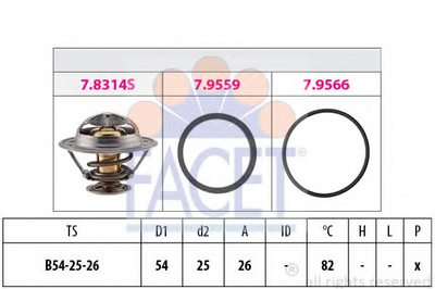 Термостат Ducato/Jumper/Boxer 2.5/2.8 D/TDI/JTD 90- (82C) Facet (78314)