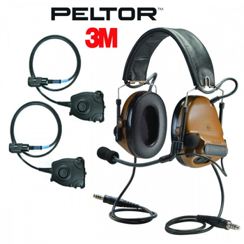 Активные наушники 3M PELTOR COMTAC V Dual Comm Kit + 2 кнопки PTT
