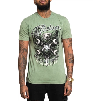 Футболка Affliction AC Born Free T-shirt Oil Green Lava Wash (A26002-OIG-S)