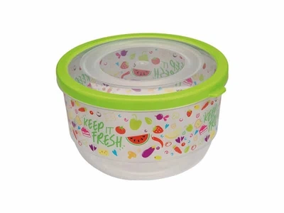 Емкость Uscan Plastic TRENDY круглая 2.6л с рисунком с прозрачной крышкой (UCS-41202)