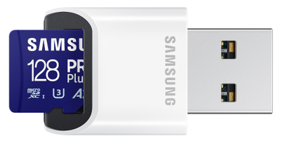 Karta pamięci Samsung Pro Plus SDXC 128GB Class 10 UHS-I U3 V30 + czytnik (MB-MD128SB/WW)
