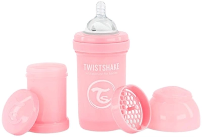 Butelka do karmienia antykolkowa Twistshake z silikonowym smoczkiem 180 ml różowa (7350083122490)