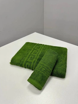 Комплект махрових рушників Greek оливковий 35х60 см, 70х135 см 100% бавовна 400 г/м2