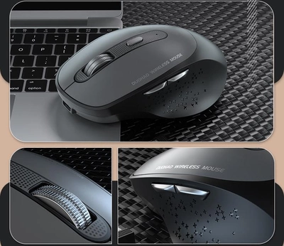 Акумуляторна безпровідна мишка Duohao M6 Чорна (Bluetooth 4.0/5.1 + 2,4 Гц)