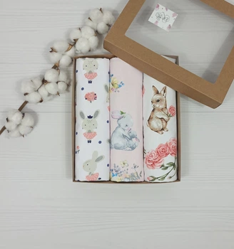 Набор для новородженных: 3 непромокаемых пеленки a.l.babybox Зайцы Разноцветный