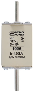 Предохранитель ножевой с плавкой вставкой NH1 100A gG [A0050010028] АСКО