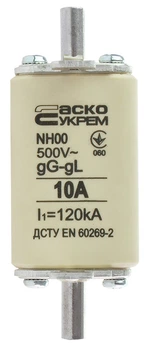 Предохранитель ножевой с плавкой вставкой NH 00 10A gG АСКО (A0050010007)