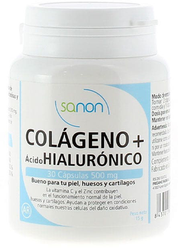 Дієтична добавка Sanon Colágeno + ácido Hialurónico 30 капсул по 500 мг (8437013869089)