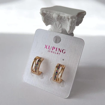 Сережки позолота Xuping Круглі з кольоровим камінням Золото 15 мм S15063