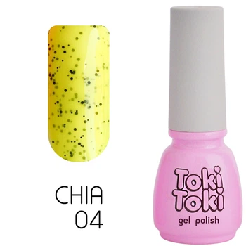 Гель-лак Toki Toki Chia 04, 5 мл, яскраво-жовтий із чорними крапочками