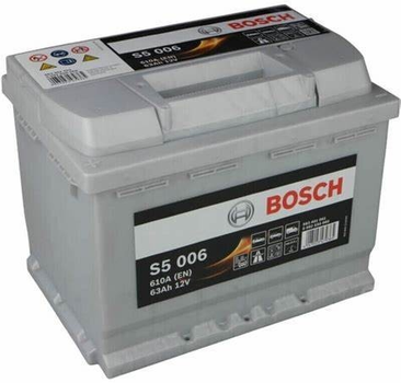 Акумулятор Bosch S5 Silver Plus 63Ah, EN610 лівий "+" 242х175х190 (ДхШхВ) 0 092 S50 0601