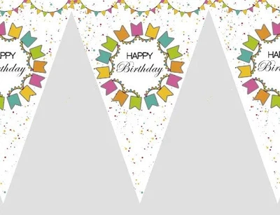 Прапорці Вимпели Паперові Happy Birthday Кольорові Прапорці У Колі|Білий