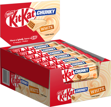 Упаковка батончиків KitKat Chunky White в білій глазурі 40 г х 24 шт (3800020436646)