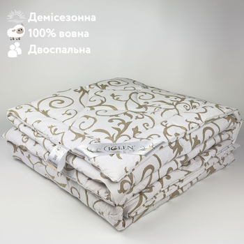 Ковдра з овечої вовни демісезонна двоспальна IGLEN 172х205 в бязі (17220551B)