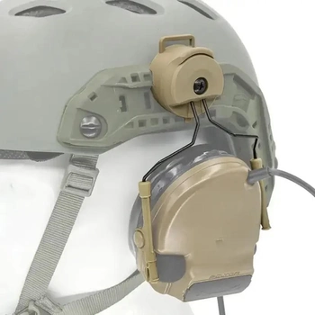 Адаптери для кріплення активних навушників Impact, Walker's, Peltor, Earmor M31/M32 на тактичні шоломи. Комплект койот