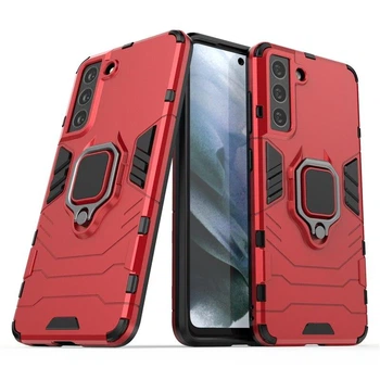 Чехол Fiji Ring для Samsung Galaxy S21 FE (G990) бронированный бампер с кольцом подставкой красный
