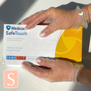 Рукавички вінілові Medicom SafeTouch розмір S прозорі 100 шт