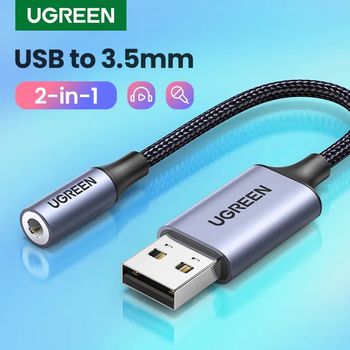 Внешняя звуковая карта USB Ugreen CM477 USB to 3.5mm Black (30757)