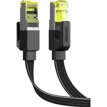 Патч корд UGREEN NW189 мережевий кабель CAT7 10Gbps сумісний із Smart TV, Switch плоский 1 м Black (40159)