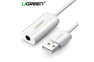 Внешняя звуковая карта UGREEN US206 USB AUX USB 3.5mm mini Jack White (30712)