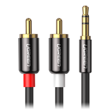 Кабель аудіо Ugreen AV116 AUX 3.5 mm to 2RCA 3m Чорний (10590)
