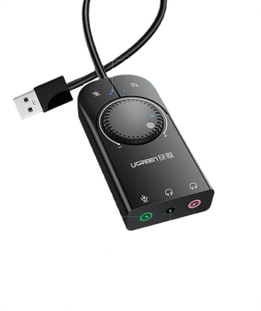 Внешняя звуковая карта USB UGREEN CM129 с регулятором громкости Black (40964)