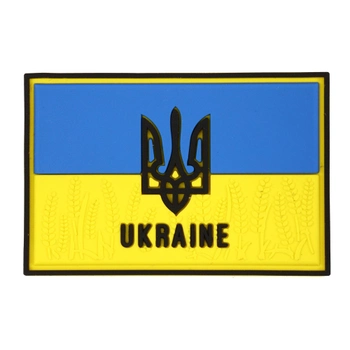 Патч из пластизоля флаг Украины с тризубом на липучке