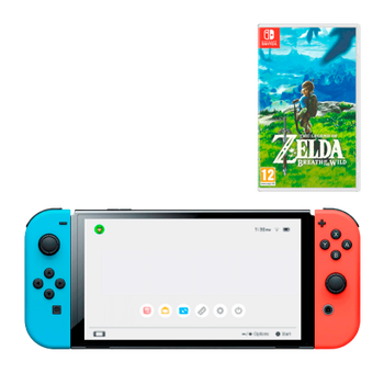 Набор Консоль Nintendo Switch OLED Model HEG-001 64GB Blue Red Б/У + Игра The Legend of Zelda Breath of The Wild Русская Озвучка Б/У