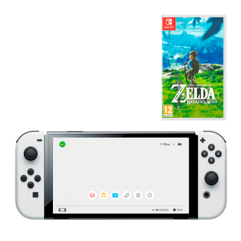 Набор Консоль Nintendo Switch OLED Model HEG-001 64GB White Б/У + Игра The Legend of Zelda Breath of The Wild Русская Озвучка