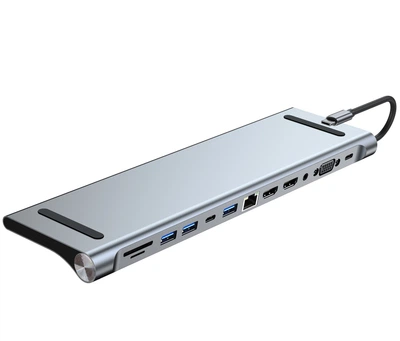 Хаб Док станція Deepfox-2003U2 12 в 1 USB Type-C концентратор для ноутбука 12 портів