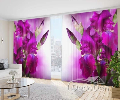 3D Фото Штори PHOTODECOR "Оксамитові іриси. Малиновий"