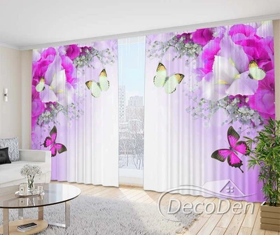 3D Фото Штори PHOTODECOR "Іриси та метелики. Малиновий"