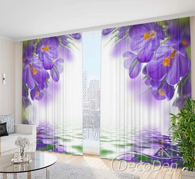 Фото Штори PHOTODECOR "Фіолетові крокуси над водою"