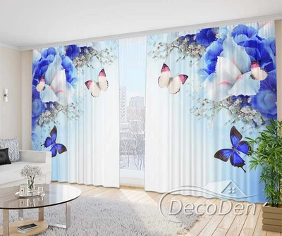 3D Фото Штори PHOTODECOR "Іриси та метелики. Синій" 1 кв.м