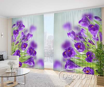 Фото Штори PHOTODECOR "Фіолетові букети крокусів"