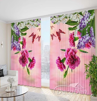 Фото Шторы PHOTODECOR "Гвоздики, сирень и бабочки"