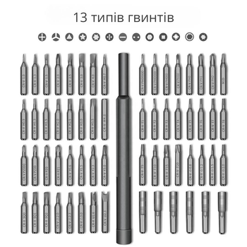 Мини отвертка + набор прецизионных магнитных бит 63 шт. Bodasan (63B1)