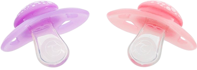 Набір силіконових пустушок Twistshake 0-6 міс пастельний рожевий/бузковий 2 шт (7350083122865)