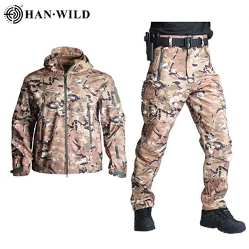 Тактический военный зимний коcтюм HAN WILD Soft Shell Multicam Куртка флисовая и флисовые штаны софтшелл 2XL Мультикам HWM0026800099-3