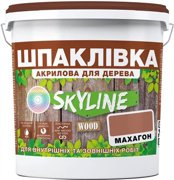 Шпаклівка для Дерева готова до застосування акрилова SkyLine Wood Махагон 14 кг (43399212_rozetka)