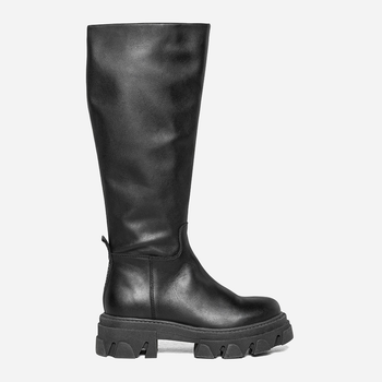 Kozaki damskie skórzane na grubej podeszwie do kolana na zamek Steve Madden Mana Boot SM11002143-017 39 24.6 cm Czarne (8720236792877)