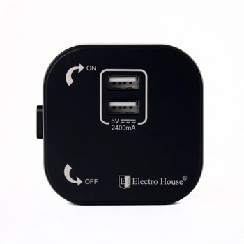 Трекова розетка Electro House на два порти USB 2.4А чорна IP40 Unique Elegance Pandora Black