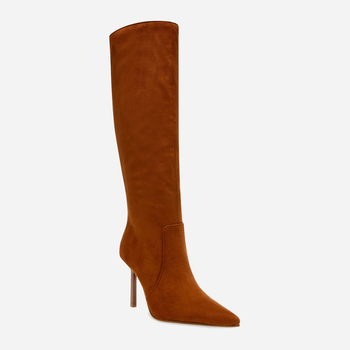 Kozaki damskie zamszowe na szpilce do kolana z szeroką cholewką Steve Madden Intruder Boot SM11002591-003 37 23 cm Brązowe (8720857107432)