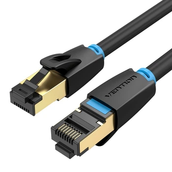 Патч Корд Сетевой Кабель LAN Vention Cat8 Ethernet SFTP Patch Cable RJ45 to RJ45|до 40 Гбит/сек| 0.5м | Черный