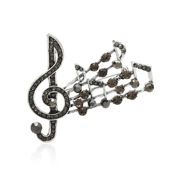 Брошь унисекс BROCHE бижутерия Музыка Скрипичный ключ с нотами серая BRBF113570