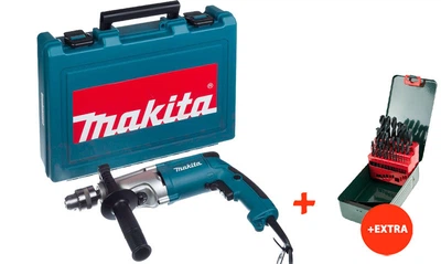 Дрель ударная Makita HP2050H + кейс + набор сверл по металлу HSS-R Promotion (25 шт.) (HP2050HX)