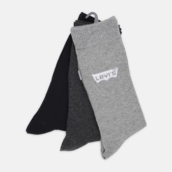 Набір чоловічих шкарпеток високих бавовняних Набір шкарпеток Levi's Regular Cut Batwing Recycled Cotton 3P 701224674-003 коттон 39/42 3 пари Grey Combo (8720245507349)