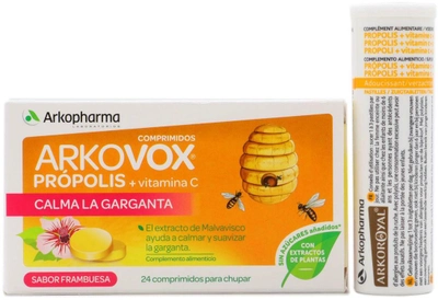 Suplement diety Arkopharma Arkovox Propolis Raspberry Flavour 24 tabletek (3578830114411)
