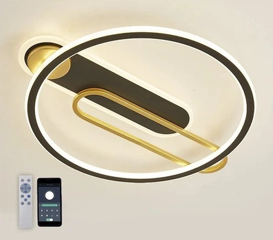 Управляемая светодиодная люстра MENSOLA 80W R-APP-530х450x60- BLACK/GOLD/WHITE- 220-IP20