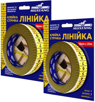 Клейкая лента Mustang Линейка 18 мм х 20 м х 2 шт (RMT1820)
